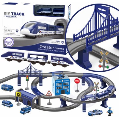 Woopie Elektrická železnice nádraží a policejní vrtulník auta 92 ks – Zboží Dáma