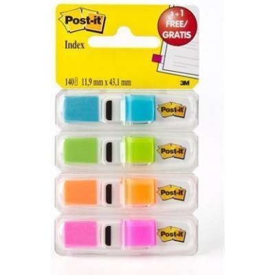 3M POSTIT Samolepicí záložky se zásobníkem, mix neonových barev, 12 x 43 mm, 4x 35 listů, 3M POSTIT 7100019101 – Hledejceny.cz