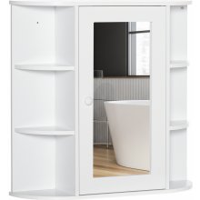 HOMCOMvá skříňka Koupelnové Nástěnná skříňka Koupelnová skříňka s 8 přihrádkami Víceúčelová skříňka do koupelny Bílá 66 x 17 x 63 cm