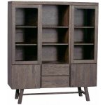 Tmavě hnědá dubová vitrína ROWICO BROOKLYN 150 x 130 cm – Hledejceny.cz