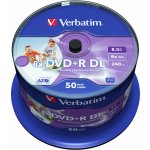 Verbatim DVD+R 8,5GB 8x, Double Layer, AZO, printable, spindle, 50ks (43703) – Zboží Živě