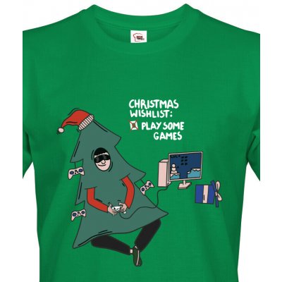 Pánské vánoční tričko Christmas wishlist play some games Canvas pánské tričko s krátkým rukávem 1673 zelená – Hledejceny.cz