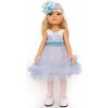 Výbavička pro panenky Paola Reina Šaty a čelenka pro panenku a Minikane 32 cm By Loli - Tutu blue Glitter