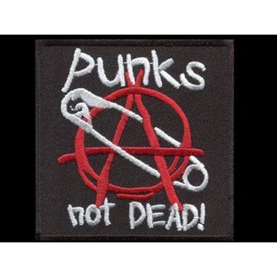 Nášivka PUNK´S NOT DEAD áčko sichr vyšívaná zažehlovací – Zboží Dáma