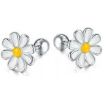 Impress Jewelry dámské ocelové šroubovací náušnice kopretina Bílá GE806 – Sleviste.cz