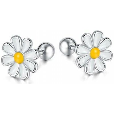 Impress Jewelry dámské ocelové šroubovací náušnice kopretina Bílá GE806 – Sleviste.cz