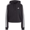 Dámská mikina adidas Essentials 3-Stripes French Terry Crop Hoodie IC8767 Černá