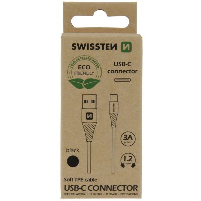Swissten 71503300ECO USB/USB-C, 1,2m, černý – Zboží Mobilmania