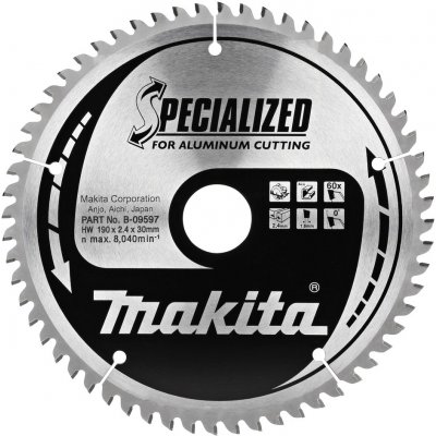 Makita Pilový kotouč na hliník, plast a laminátové dřevo B-09597 Specialized, 190x30mm, 60 zubů – Hledejceny.cz