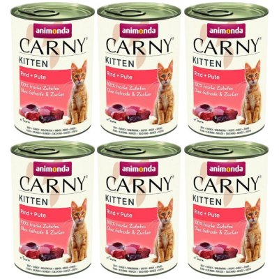 ANIMONDA Cat Carny Kittenhovězí, krůtí srdce 6 x 400 g – Hledejceny.cz