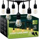 KRUMAD 15m LED světelný řetěz pro venkovní použití, 10 kulatých LED žárovek, teplá bílá, moderní, do zahrady, do interiéru i exteriéru – Zboží Dáma