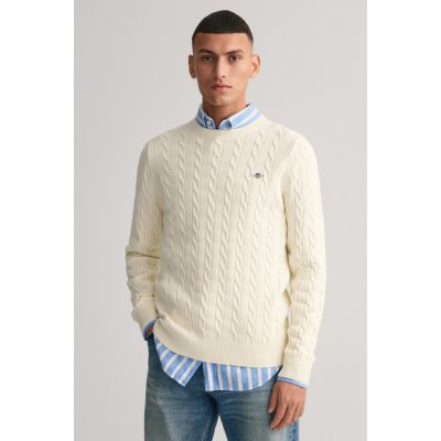 Gant svetr Classic Cotton V-neck bílá – Zboží Mobilmania