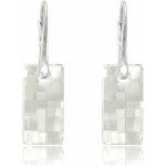 Swarovski Elements Urban krystal 20 mm Stříbrné náušnice visací bílé obdélníky 31278.1 – Zboží Dáma