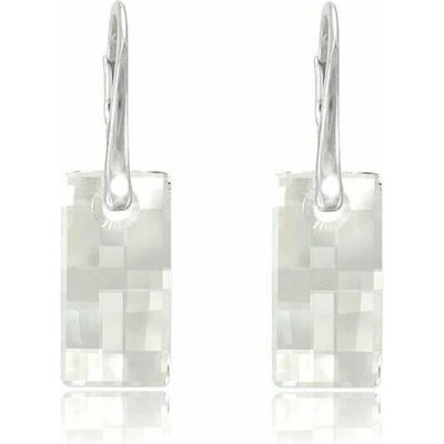 Swarovski Elements Urban krystal 20 mm Stříbrné náušnice visací bílé obdélníky 31278.1 – Zboží Dáma