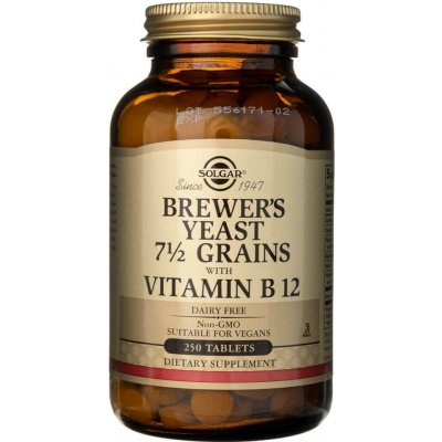 Solgar Brewer’s Yeast 7 1/2 Grains with Vitamin B12, Pivovarské kvasnice s vitaminem B12, 250 tablet – Hledejceny.cz