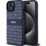 DKNY PU Leather Repeat Pattern Tonal Stripe pro iPhone 15 Blue – Zboží Mobilmania
