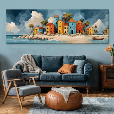 Obraz na plátně - Huňaté mraky v Sahuan Kallo FeelHappy.cz Velikost obrazu (šířka x výška): 240 x 80 cm – Sleviste.cz