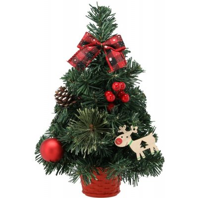 Pro-Tech shop Dekorativní vánoční stromeček 30cm s červenými ozdobami a vánoční hvězdou 69638 – Hledejceny.cz