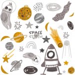 Yellow Tipi Sada samolepek na zeď Space Sloth 100 x 100 cm – Hledejceny.cz