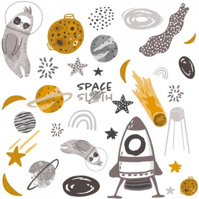 Yellow Tipi Sada samolepek na zeď Space Sloth 100 x 100 cm – Hledejceny.cz