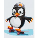 MALUJEŠ Malování podle čísel TUČŇÁK NA SKATEBOARDU Rozměr 30 x 40 cm Rámování bez rámu a bez vypnutí plátna – Zboží Mobilmania