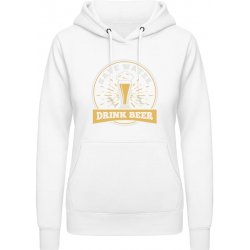 AWDis Hoodie mikina Motiv Save water Drink Beer Arktická bílá