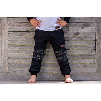 Promaledobrodruhy Dětské softshellové kalhoty bez zateplení black/khaki