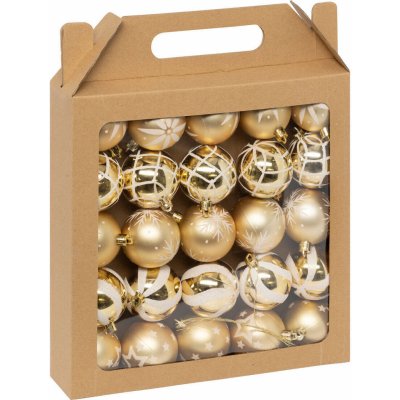 Atmosphera Sada zlatých vánočních koulí různé vzory Ø 6 cm – Zboží Dáma