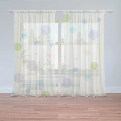Sablio Záclony Tříbarevné puntíky: 2ks 150x250cm – Zboží Mobilmania