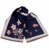 Šátek šátek šála typu kašmír s třásněmi květy 9 modrá tmavá béžová světlá