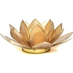 Svícen Lotus 13,5 cm kouřově-béžová se zlatým lemem – Zboží Dáma