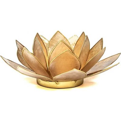 Svícen Lotus 13,5 cm kouřově-béžová se zlatým lemem – Zboží Dáma