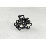 Kytičkový kovový skřipec s kamínky Barva: zlatá – Sleviste.cz