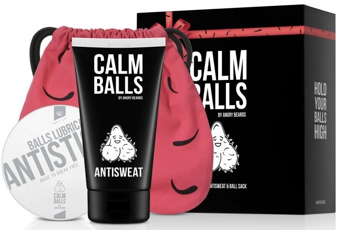 Angry Beards Calm Balls Antistick gel na intimní partie pro muže 100 ml + Antisweat deodorant v krému na intimní partie 150 ml + batoh dárková sada