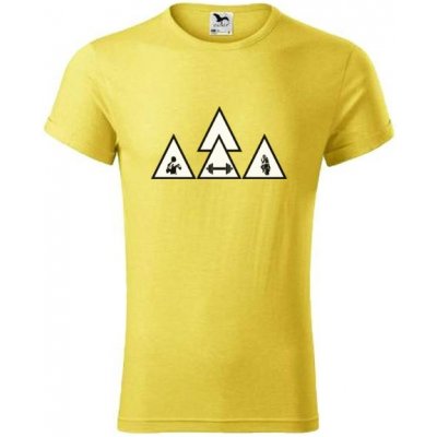 T-shirt fitness & fight & motto pánské žlutý melír