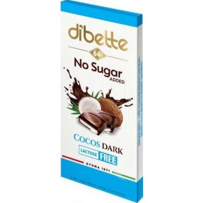 Dibette NAS Hořká čokoláda se sladidlem plněná krémem s kokosovou příchutí 80 g