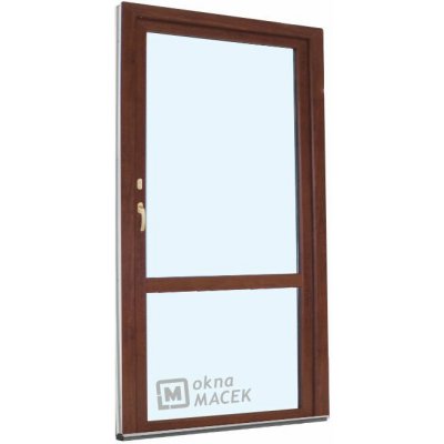 Kömmerling balkonové dveře 70 AD OS s příčkou pravé ořech/ořech 90 x 210 cm oboustranná klika + FAB + hliníkový práh – Hledejceny.cz
