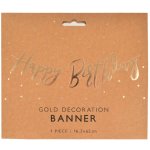 BANNER Happy Birthday zlatý 16,5x62cm – Sleviste.cz