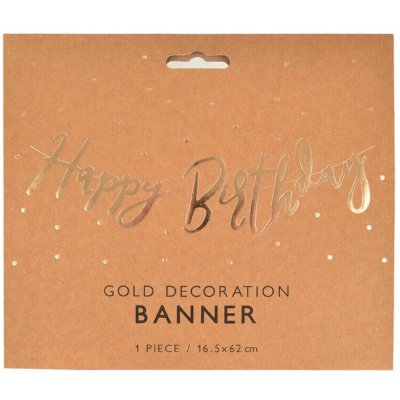 BANNER Happy Birthday zlatý 16,5x62cm – Sleviste.cz