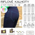 Tištěný střih riflové kalhoty + nabíraná kolena – Zboží Mobilmania