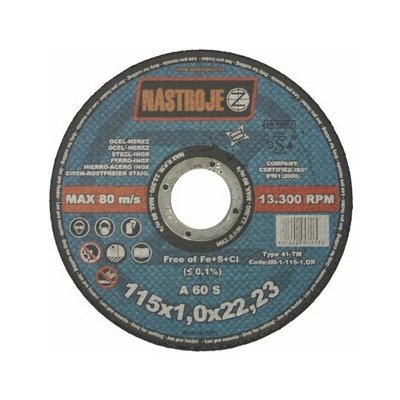 Nástroje cz Kotouč řezný 115 x 1,0 x 22 mm IM-1-115-1,0R – Zboží Mobilmania
