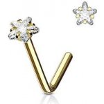 Šperky4U zlacený piercing do nosu hvězdička čirý kamínek N0067-GDC – Zboží Dáma