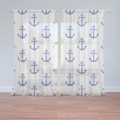 Záclony Modré kotvy: 2 ks - 150x250 cm - Sablio – Hledejceny.cz