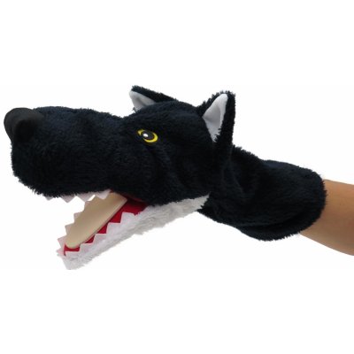 Moravská ústředna Brno VLK ČERNÝ klapací maňásek 31 cm – Zboží Dáma