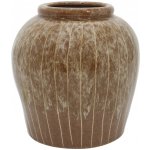 Hnědá kameninová váza s pruhy Nature – Ø 23*23 cm - Chic Antique – Hledejceny.cz