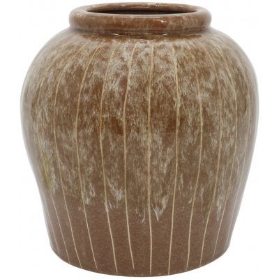 Hnědá kameninová váza s pruhy Nature – Ø 23*23 cm - Chic Antique – Hledejceny.cz