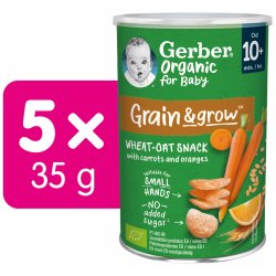 Gerber Organic křupky s mrkví a pomerančem 5x35 g