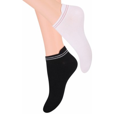 Dámské kotníkové ponožky s lurexem 091 bílá/šedá