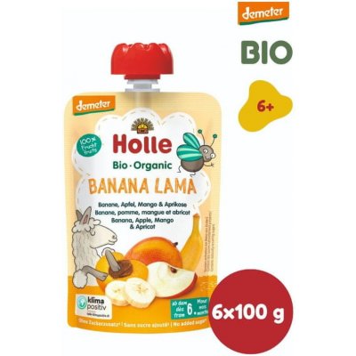 Holle Bio Banana Lama pyré banán jablko mango meruňka 6 x 100 g – Zboží Mobilmania
