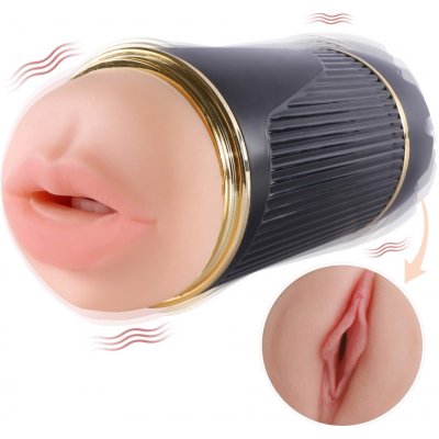 Lonely double ended battery operated mouth and pussy masturbator natural black – Zboží Mobilmania